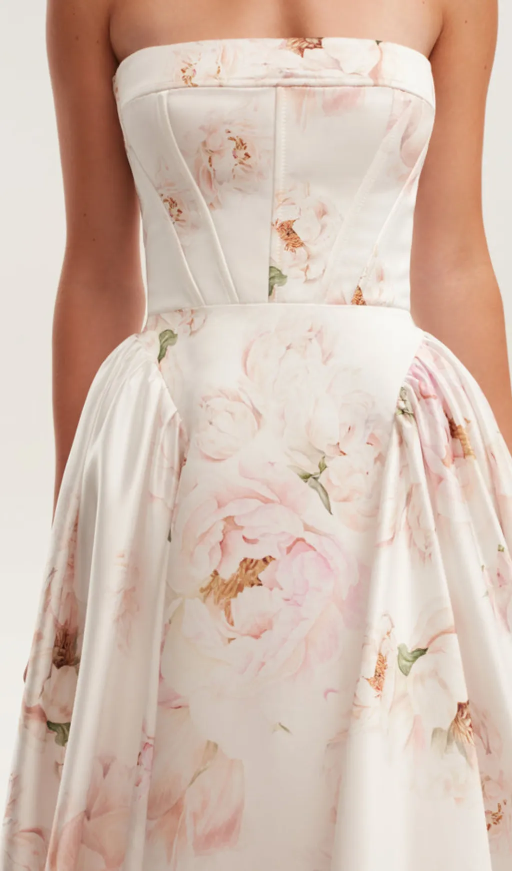 LETITIA PINK  PEONY STRAPLESS MAXI DRESS Gloria Lanvin