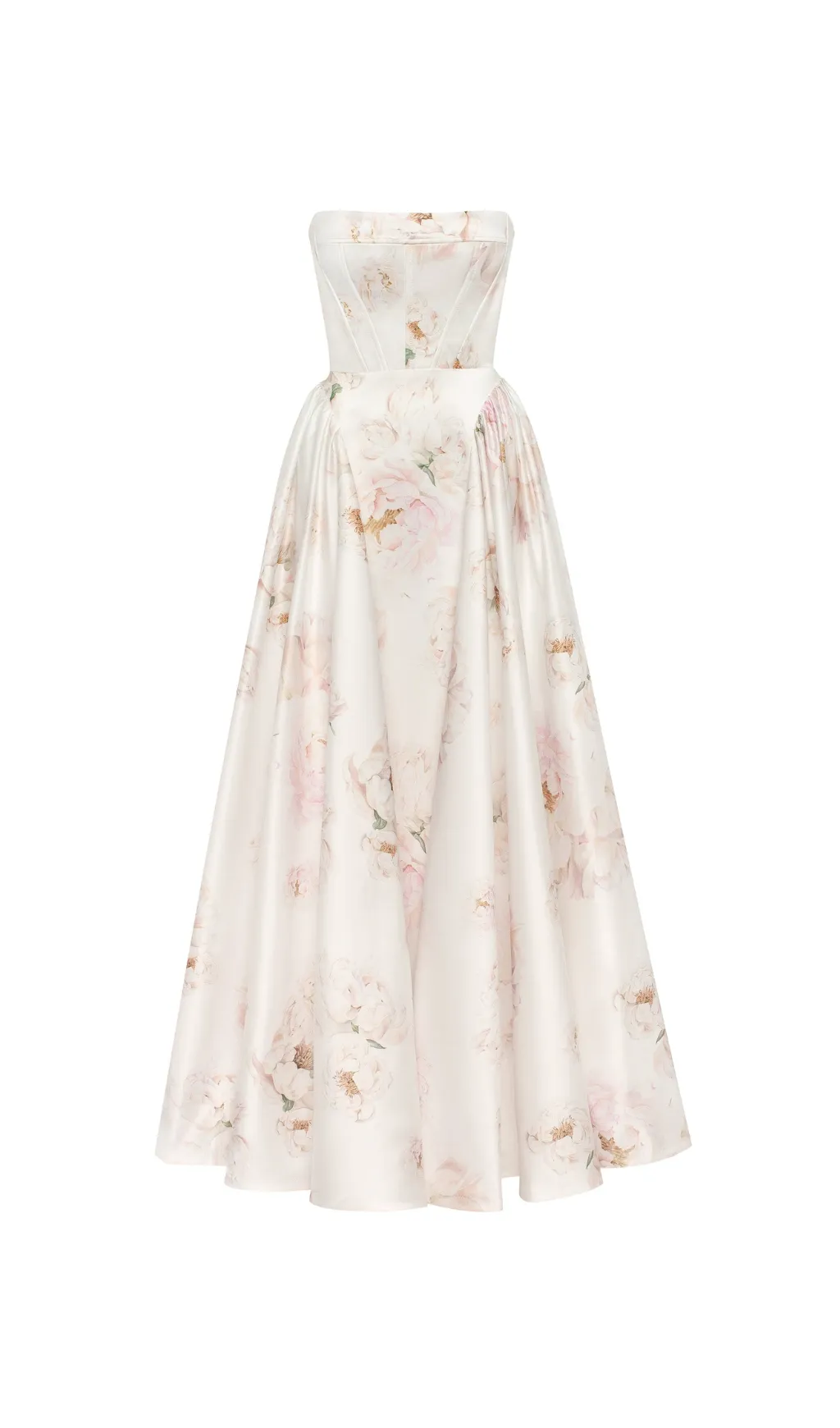 LETITIA PINK  PEONY STRAPLESS MAXI DRESS Gloria Lanvin