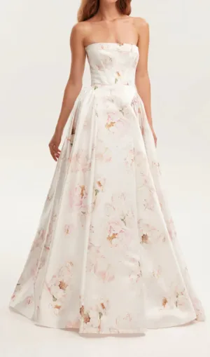 LETITIA PINK  PEONY STRAPLESS MAXI DRESS Gloria Lanvin