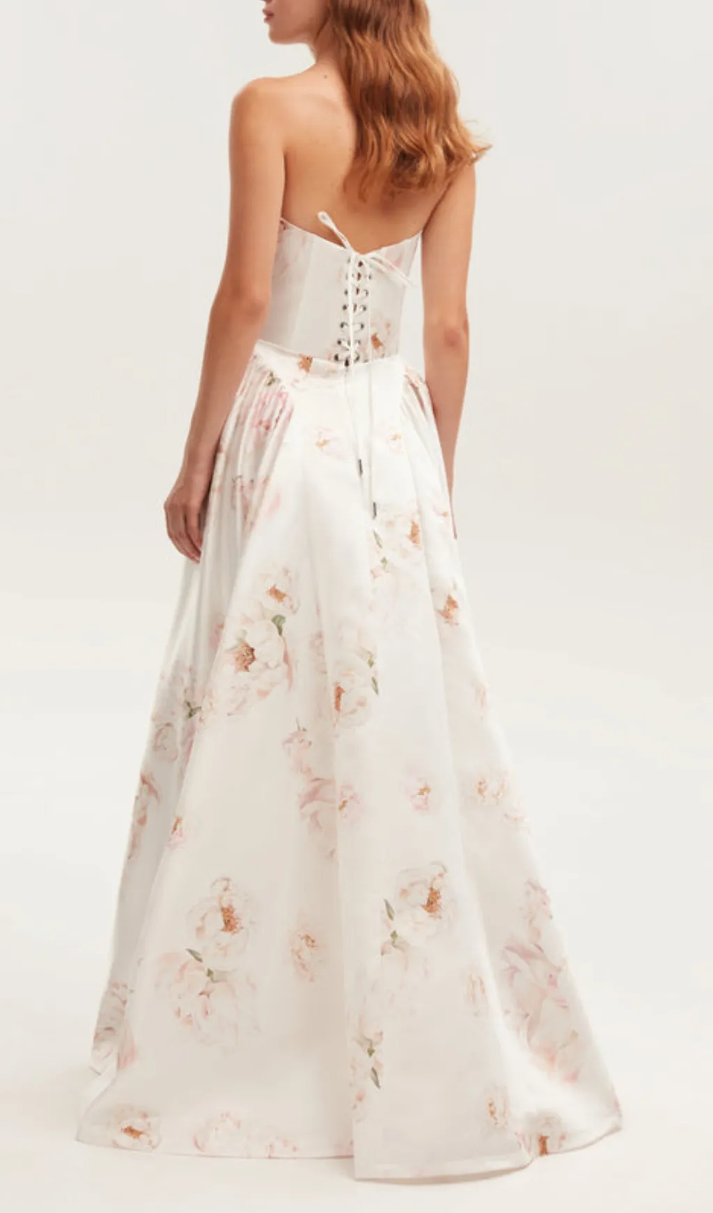LETITIA PINK  PEONY STRAPLESS MAXI DRESS Gloria Lanvin