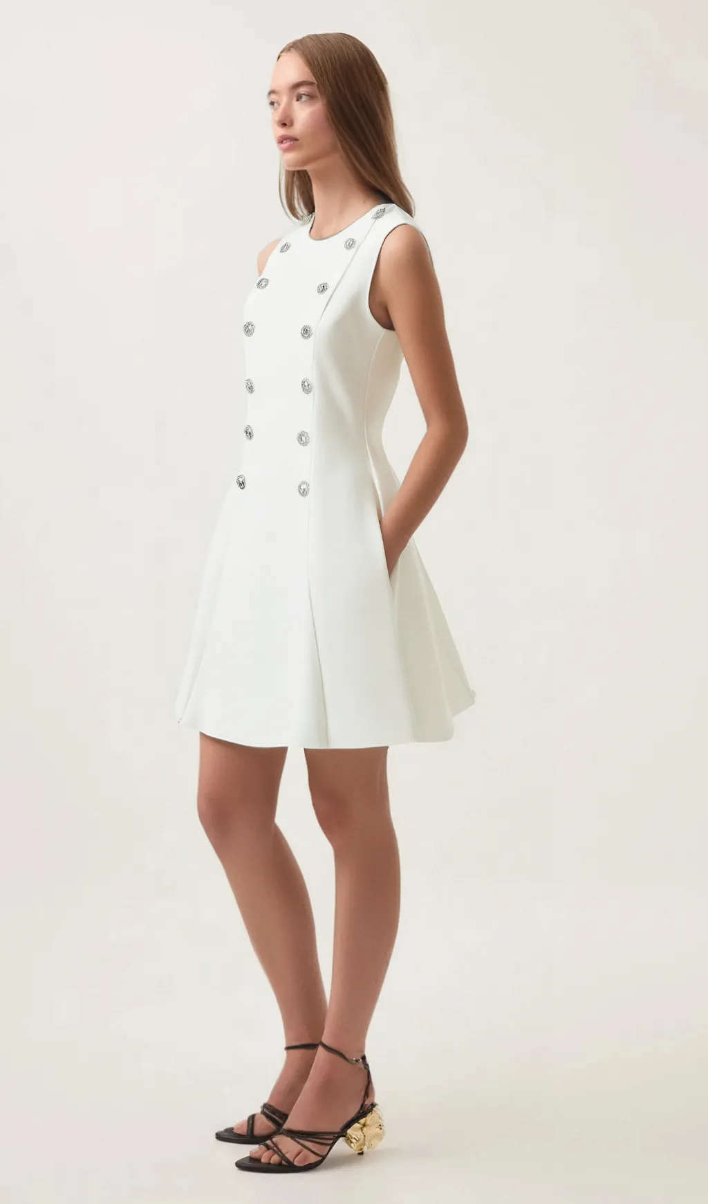 Lili Crystal button-embellished mini dress Gloria Lanvin