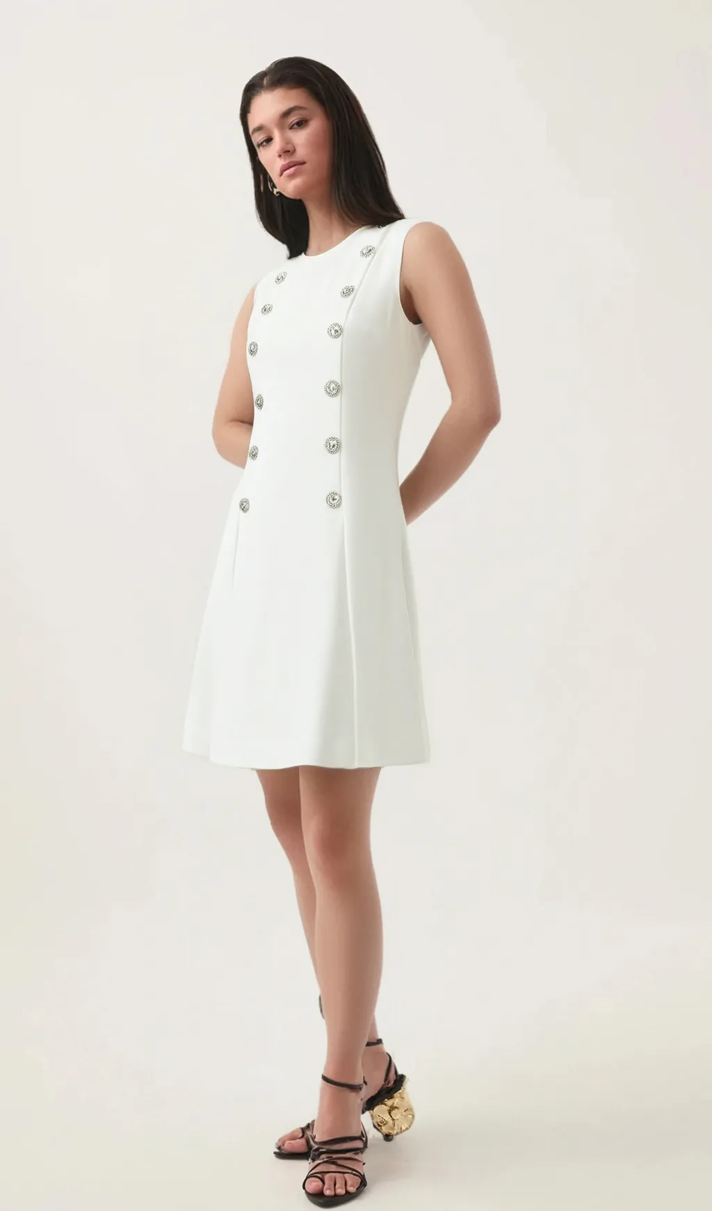 Lili Crystal button-embellished mini dress Gloria Lanvin