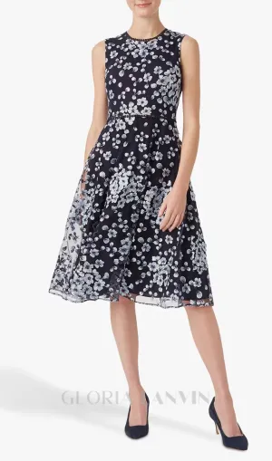 Lilith Floral midi Dress in Navy Gloria Lanvin