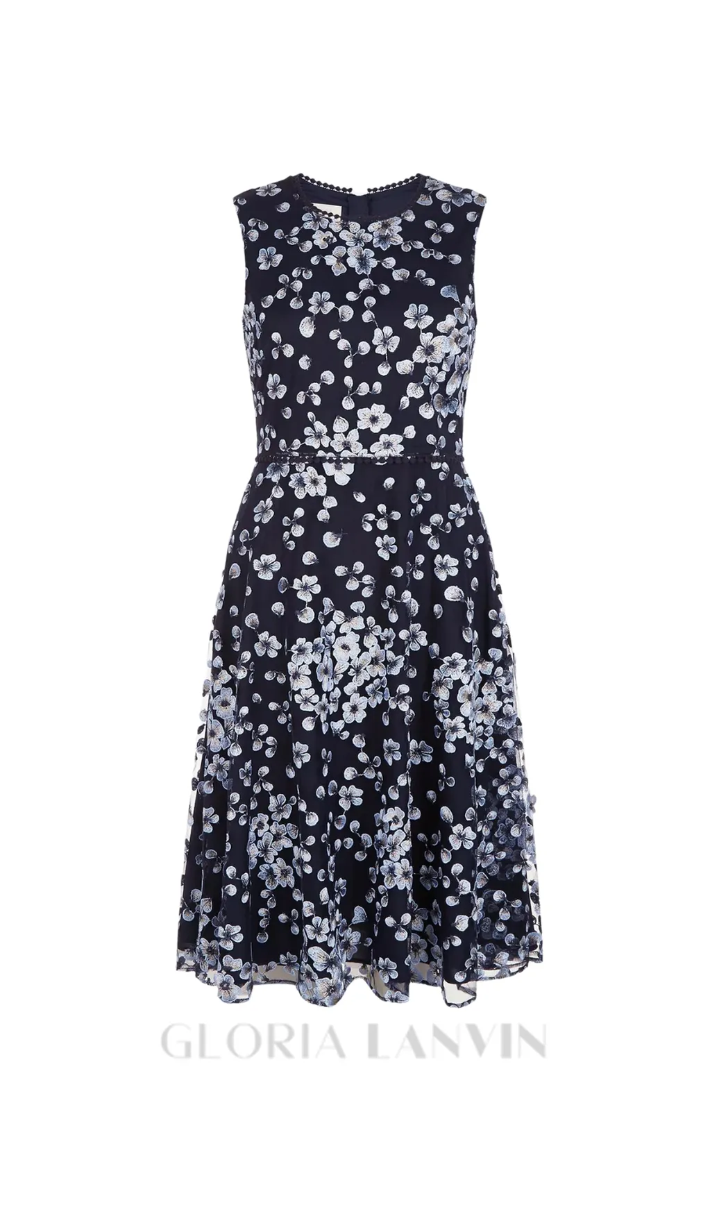 Lilith Floral midi Dress in Navy Gloria Lanvin