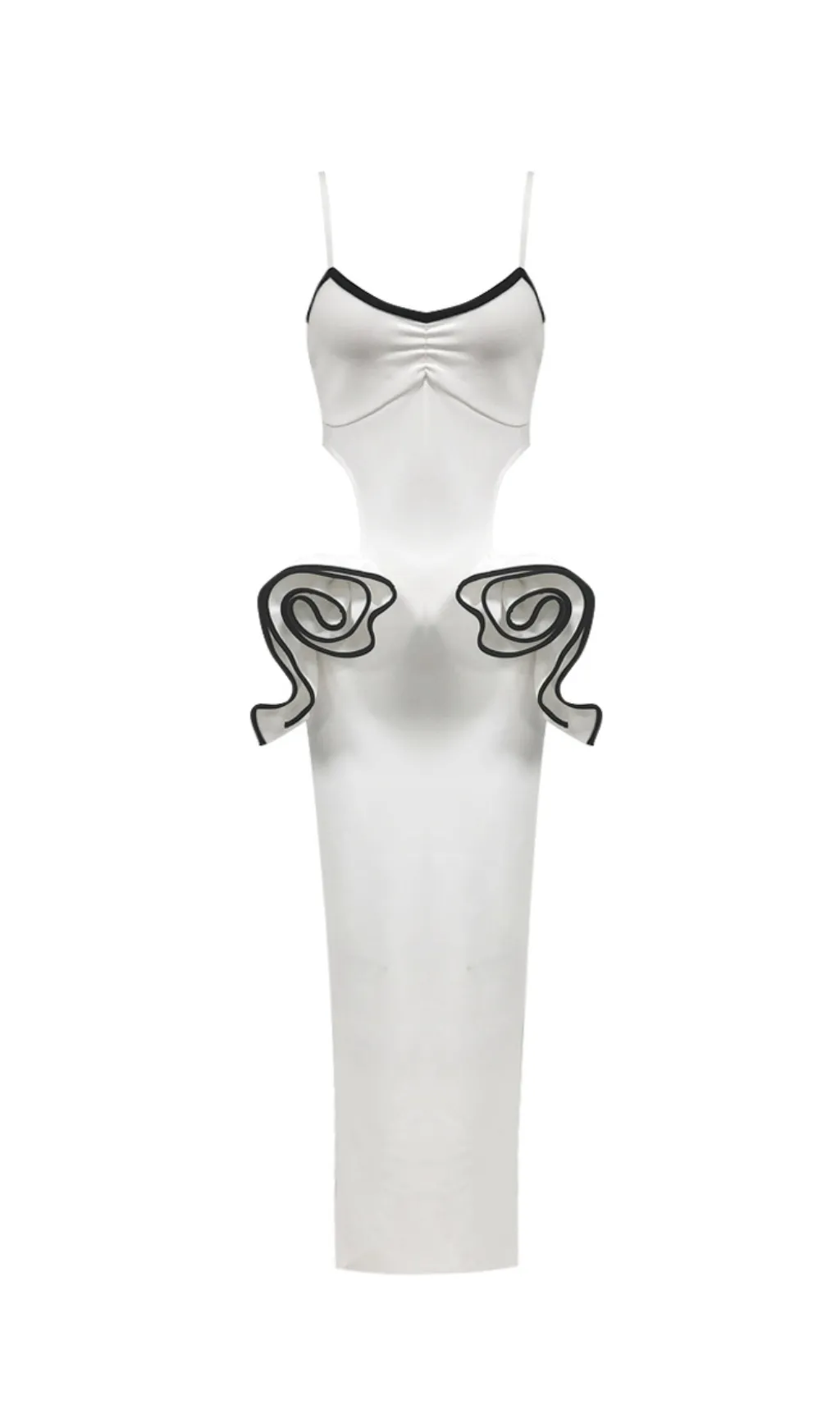 LILLIAN WAIST FLOWER RUFFLE EMBELLISHED CUT OUT MAXI DRESS Gloria Lanvin