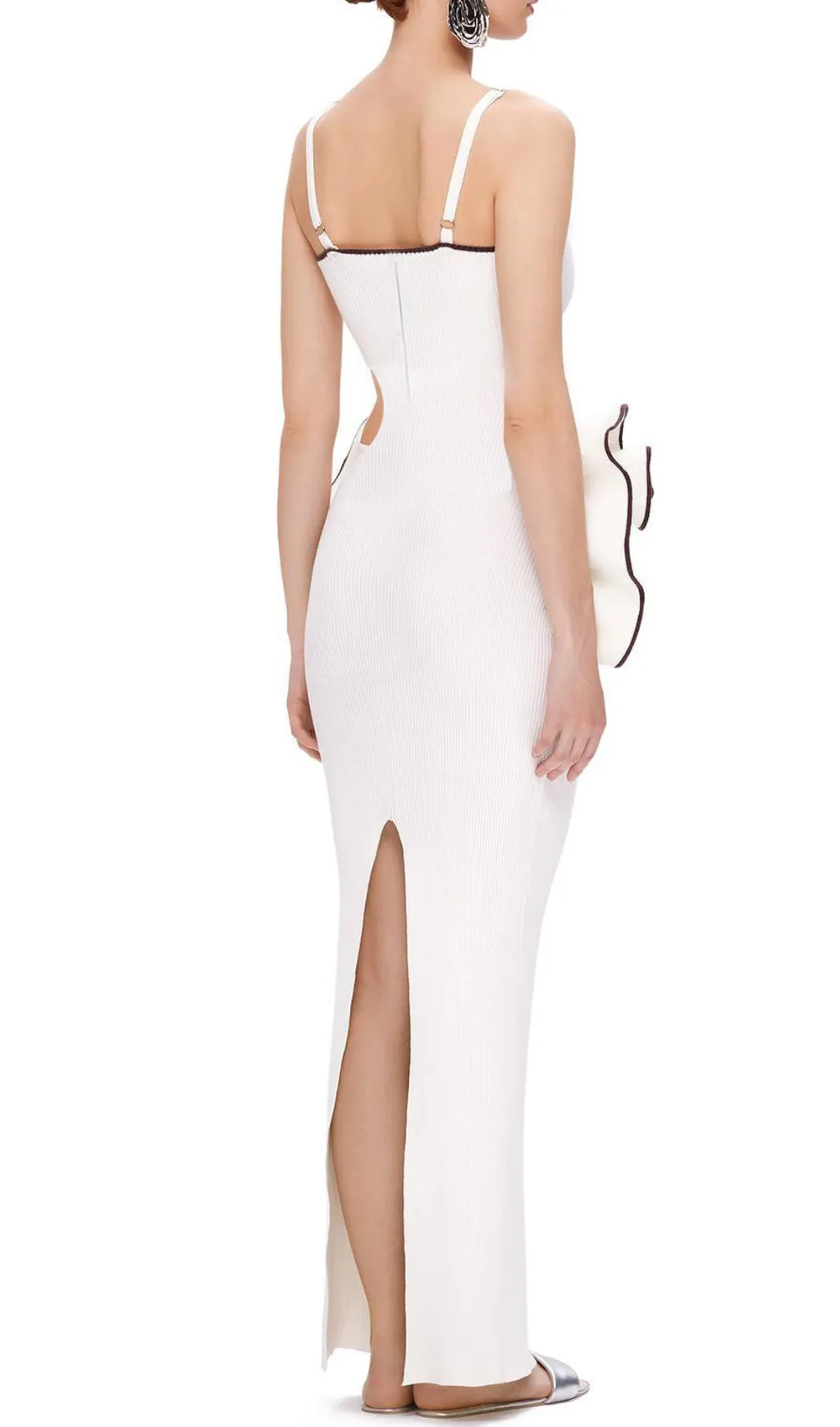 LILLIAN WAIST FLOWER RUFFLE EMBELLISHED CUT OUT MAXI DRESS Gloria Lanvin