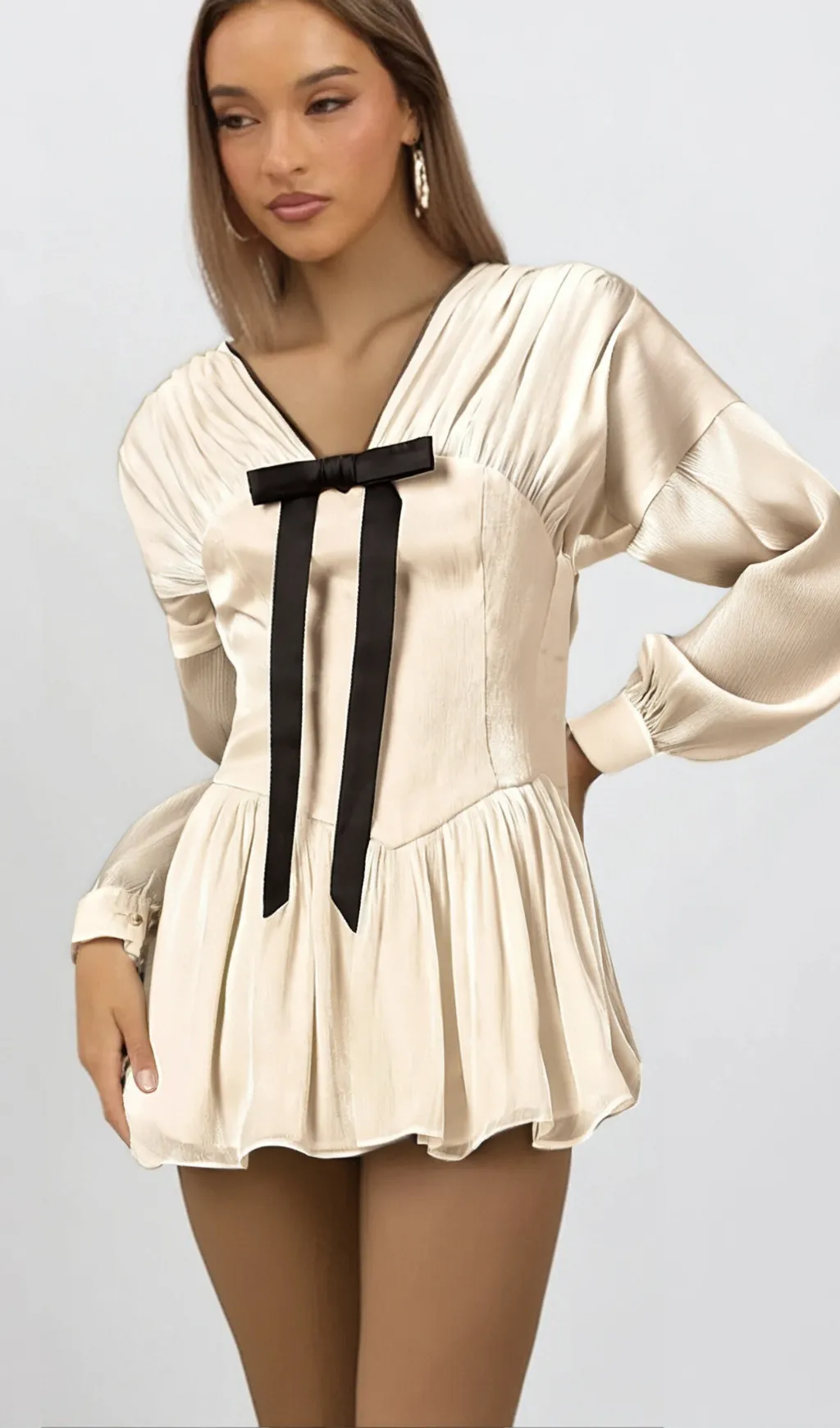 Lina white bowknot glitter-detail mini dress Gloria Lanvin