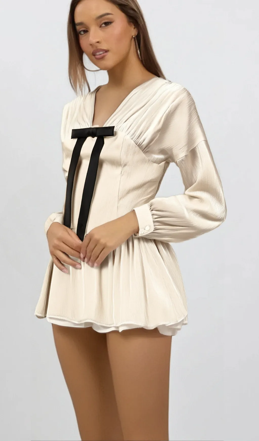 Lina white bowknot glitter-detail mini dress Gloria Lanvin