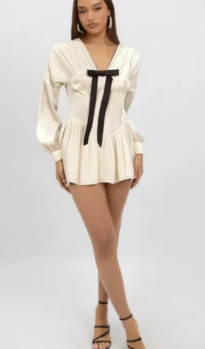 Lina white bowknot glitter-detail mini dress Gloria Lanvin