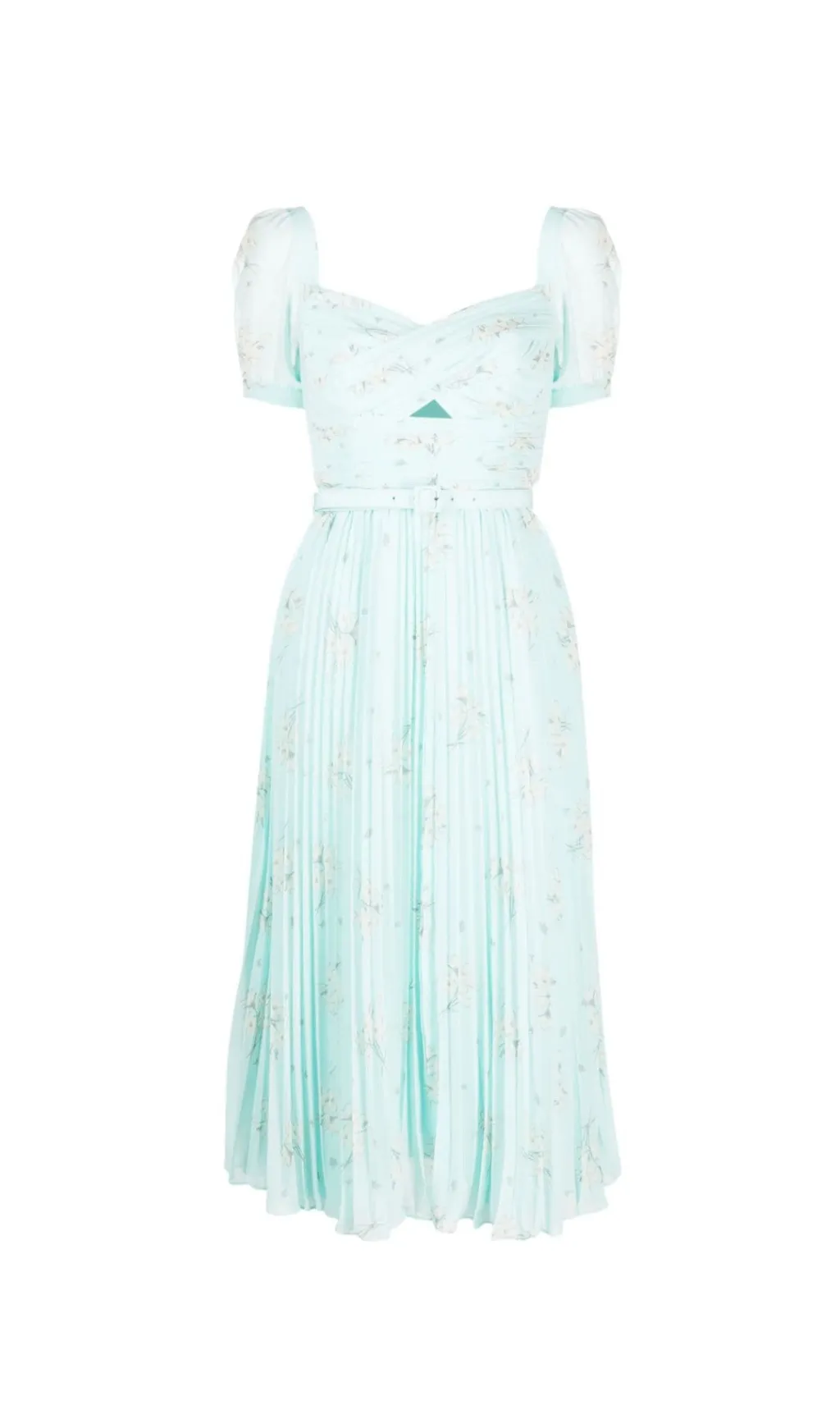 LINDSAY FLORAL-PRINT CHIFFON MIDI DRESS IN BLUE Gloria Lanvin