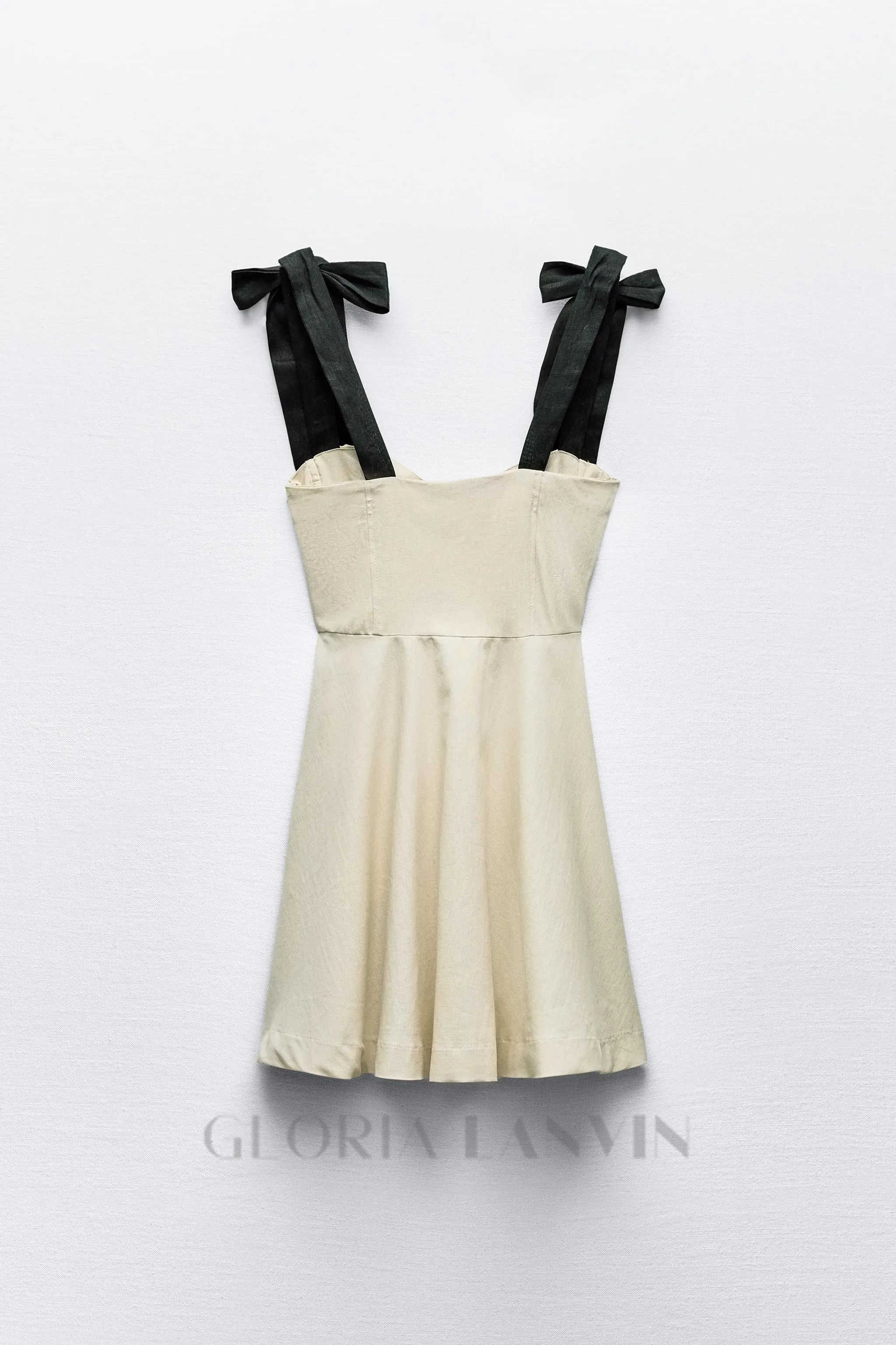 linen blend mini dress with contrast bows Gloria Lanvin