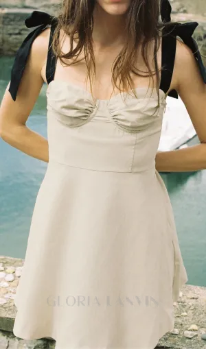 linen blend mini dress with contrast bows Gloria Lanvin