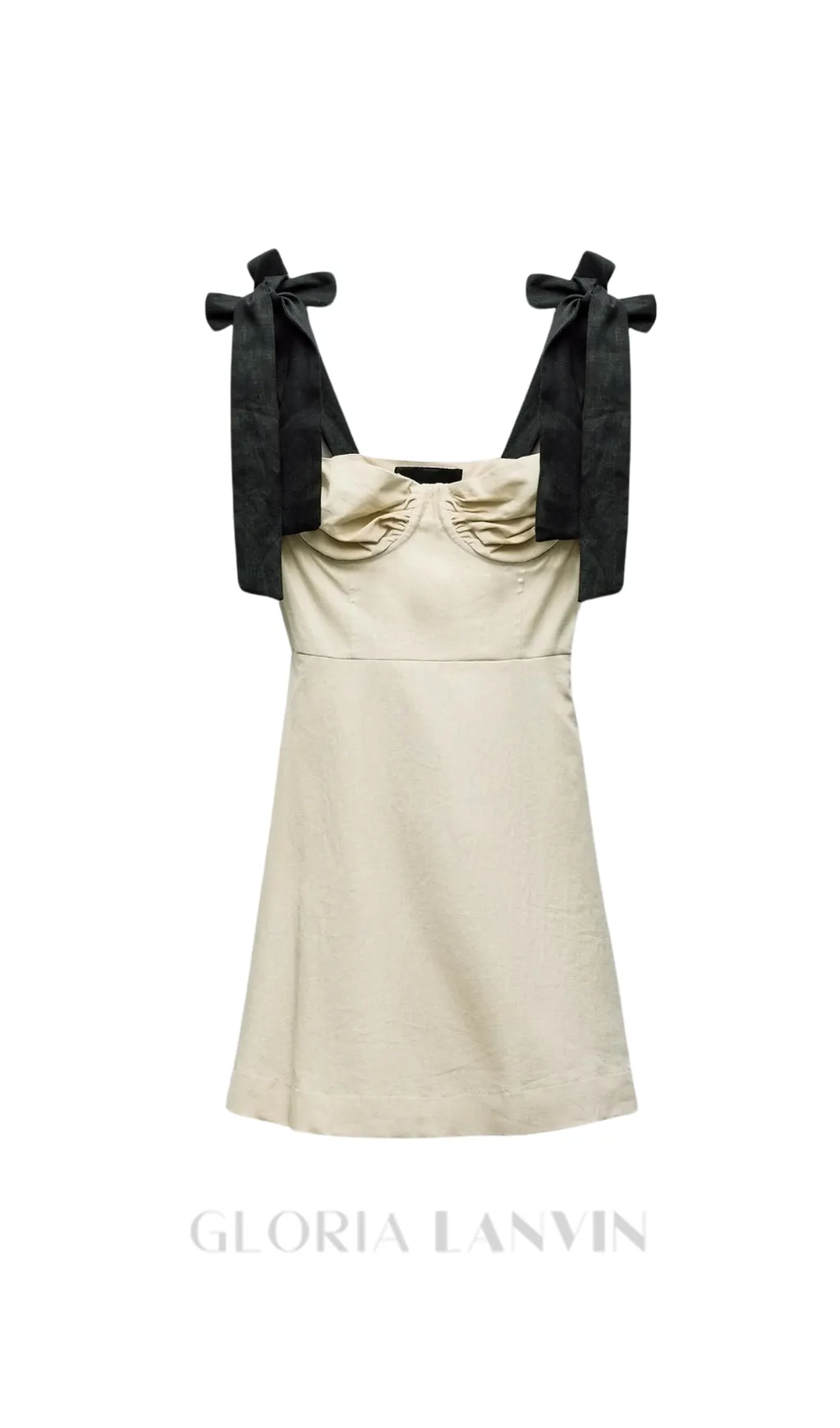 linen blend mini dress with contrast bows Gloria Lanvin