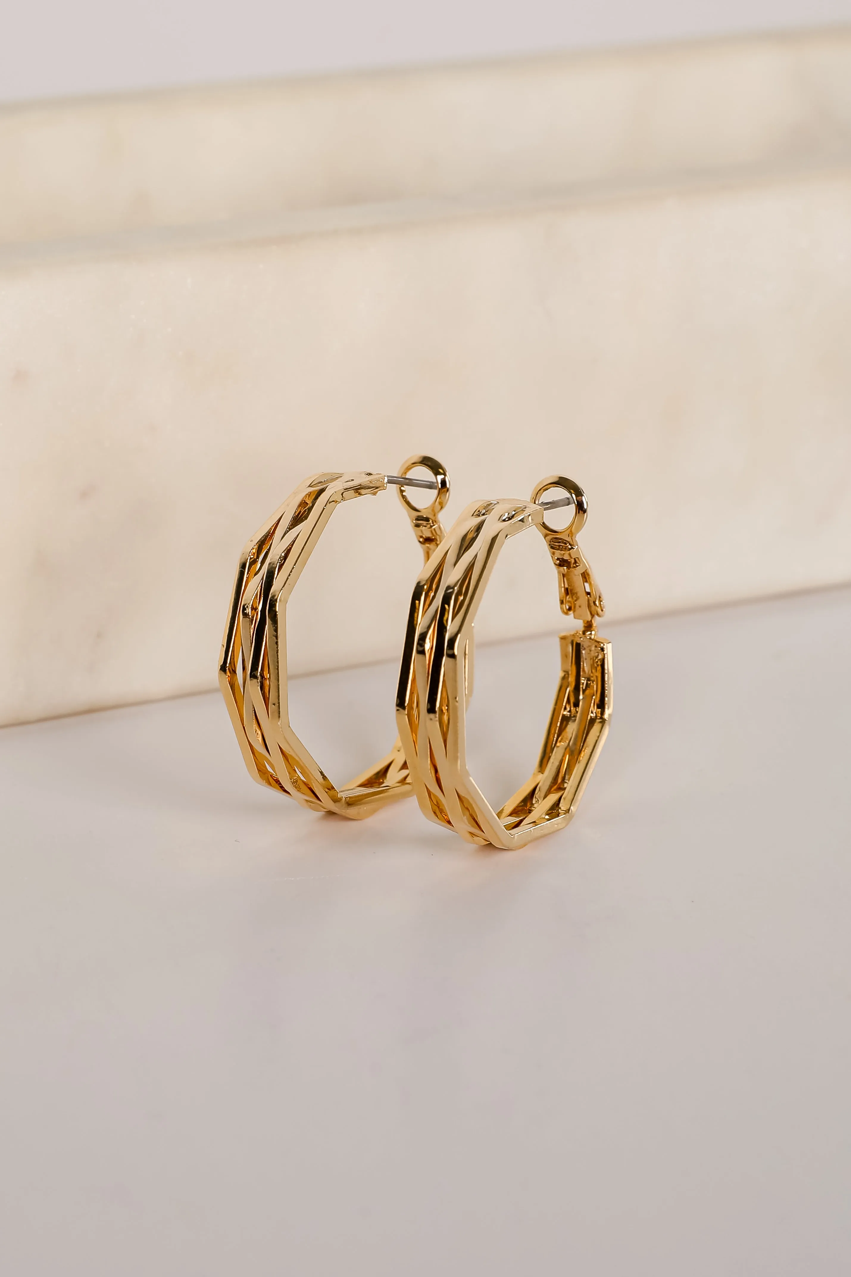 Lisa Gold Textured Hoop Earrings