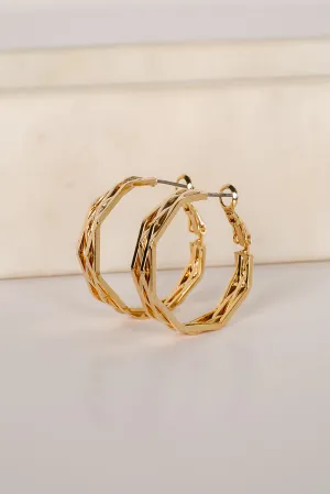 Lisa Gold Textured Hoop Earrings