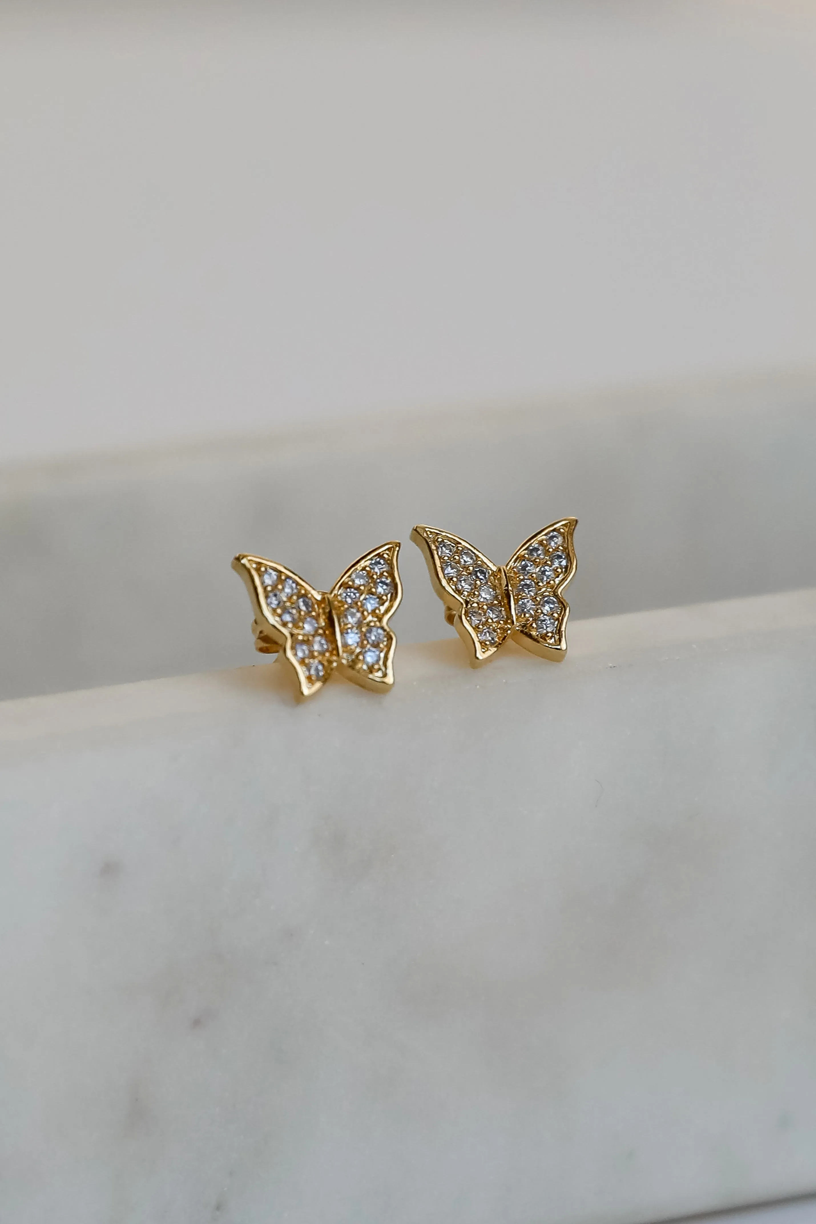 Lola Gold Rhinestone Butterfly Stud Earrings