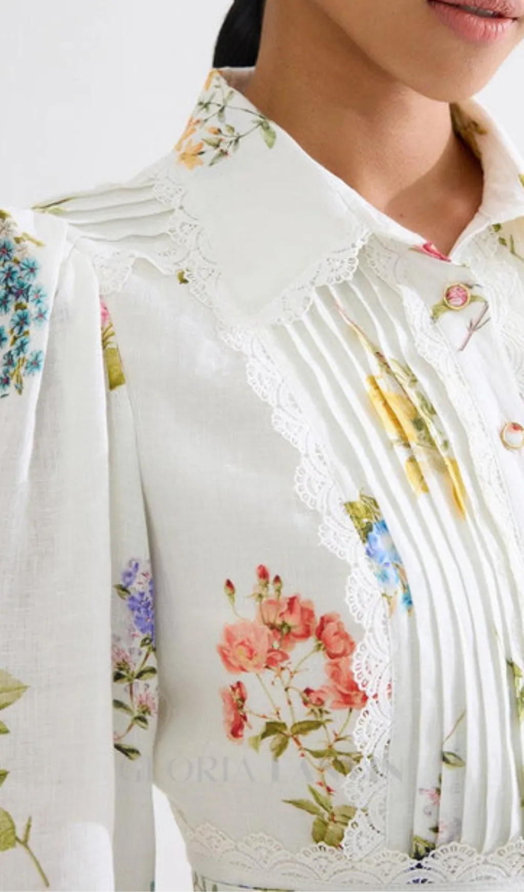 LONG CUFFED SLEEVES FLORAL MAXI DRESS Gloria Lanvin