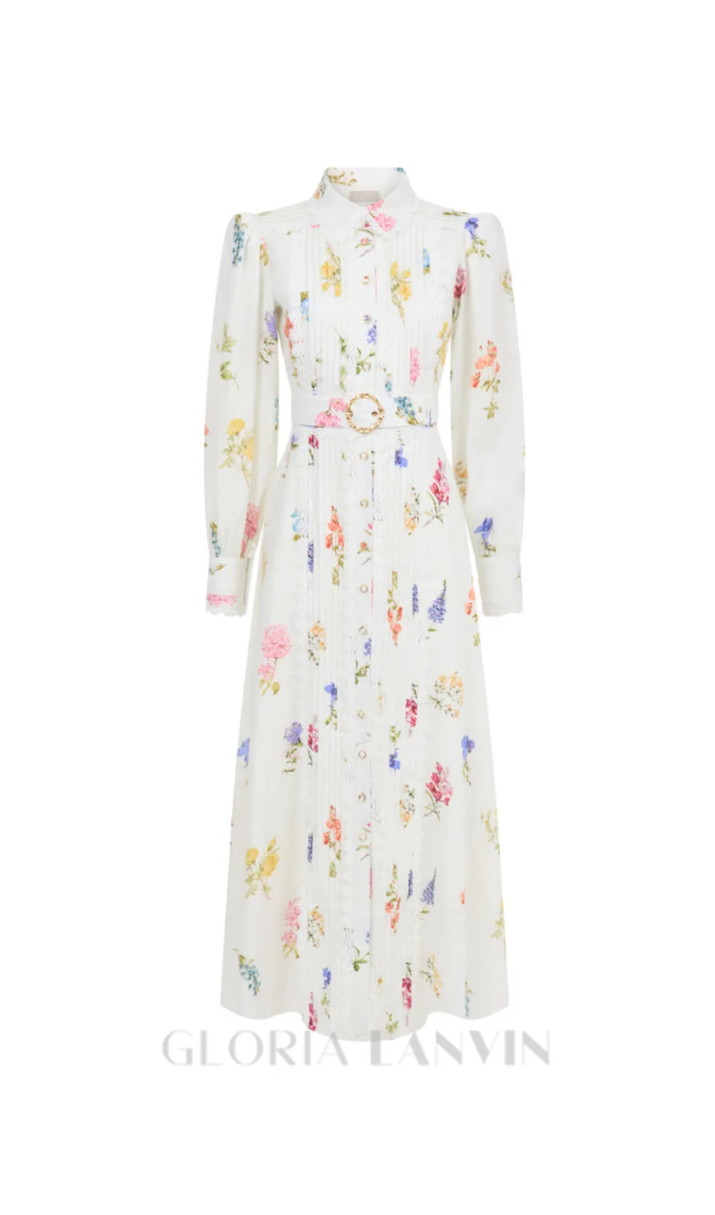 LONG CUFFED SLEEVES FLORAL MAXI DRESS Gloria Lanvin