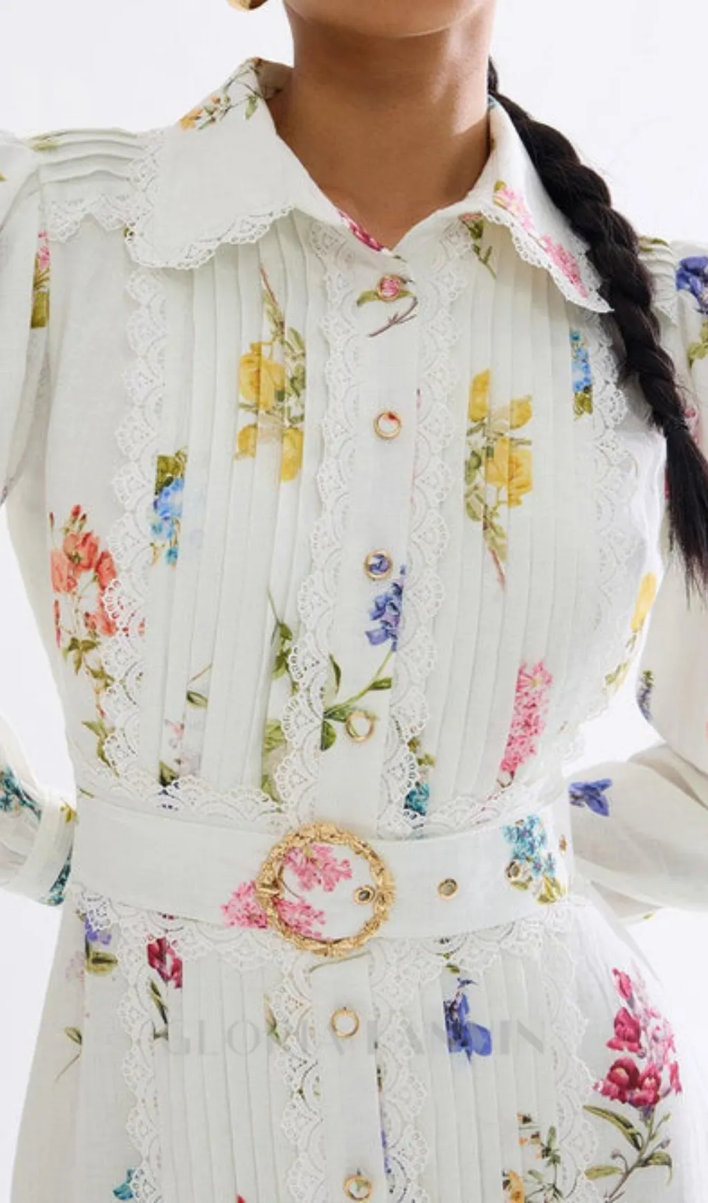 LONG CUFFED SLEEVES FLORAL MAXI DRESS Gloria Lanvin