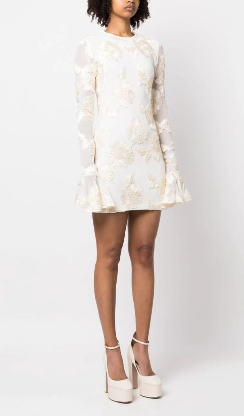 LONG SLEEVE 3D MESH TIGHT MINI DRESS Gloria Lanvin