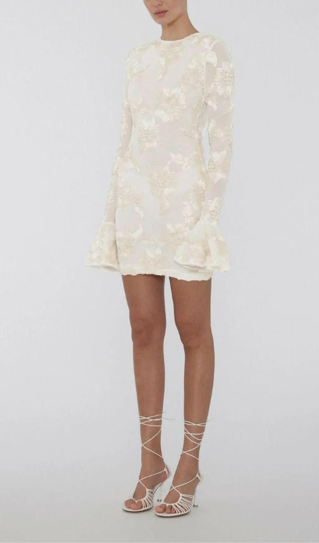 LONG SLEEVE 3D MESH TIGHT MINI DRESS Gloria Lanvin