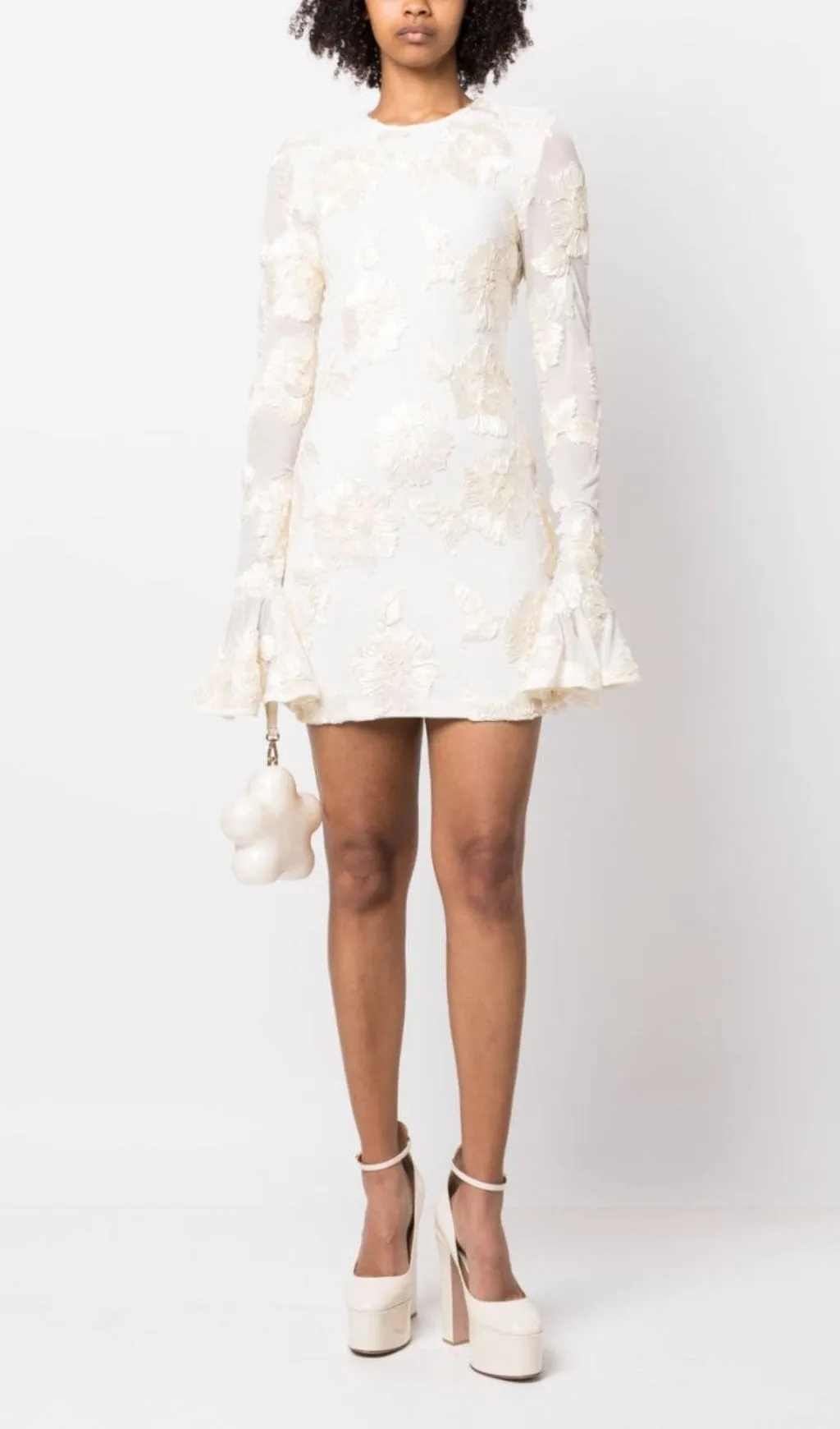 LONG SLEEVE 3D MESH TIGHT MINI DRESS Gloria Lanvin