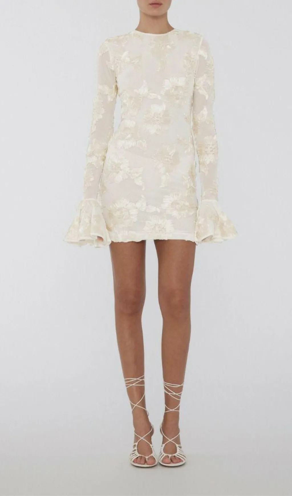 LONG SLEEVE 3D MESH TIGHT MINI DRESS Gloria Lanvin