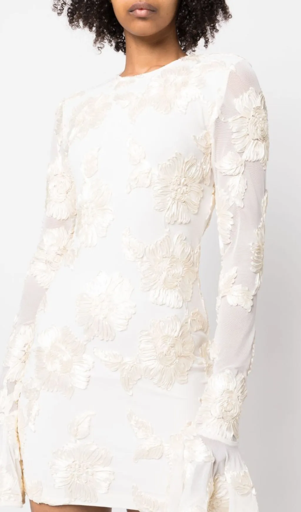 LONG SLEEVE 3D MESH TIGHT MINI DRESS Gloria Lanvin