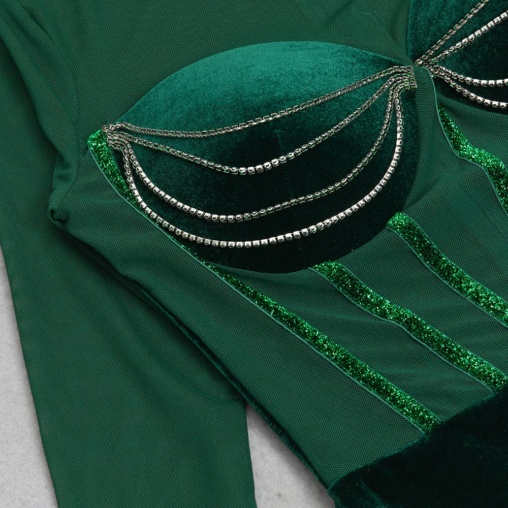 LONG SLEEVE BUSTIER MAXI VELVET DRESS Gloria Lanvin
