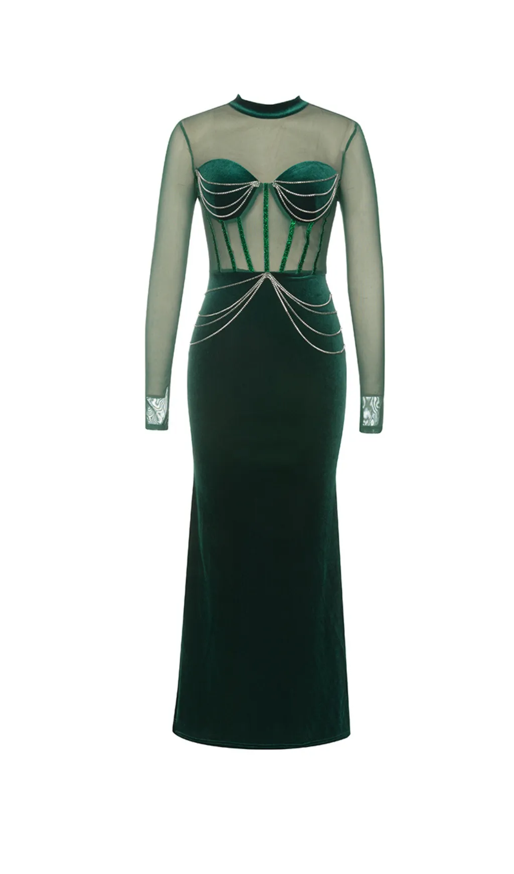LONG SLEEVE BUSTIER MAXI VELVET DRESS Gloria Lanvin
