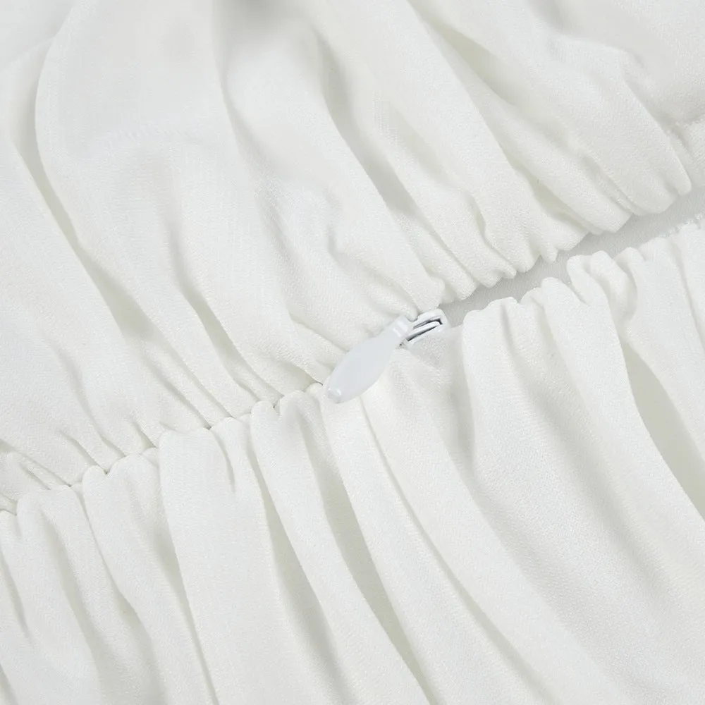 long sleeve draped cowl neck maxi dress in white Gloria Lanvin