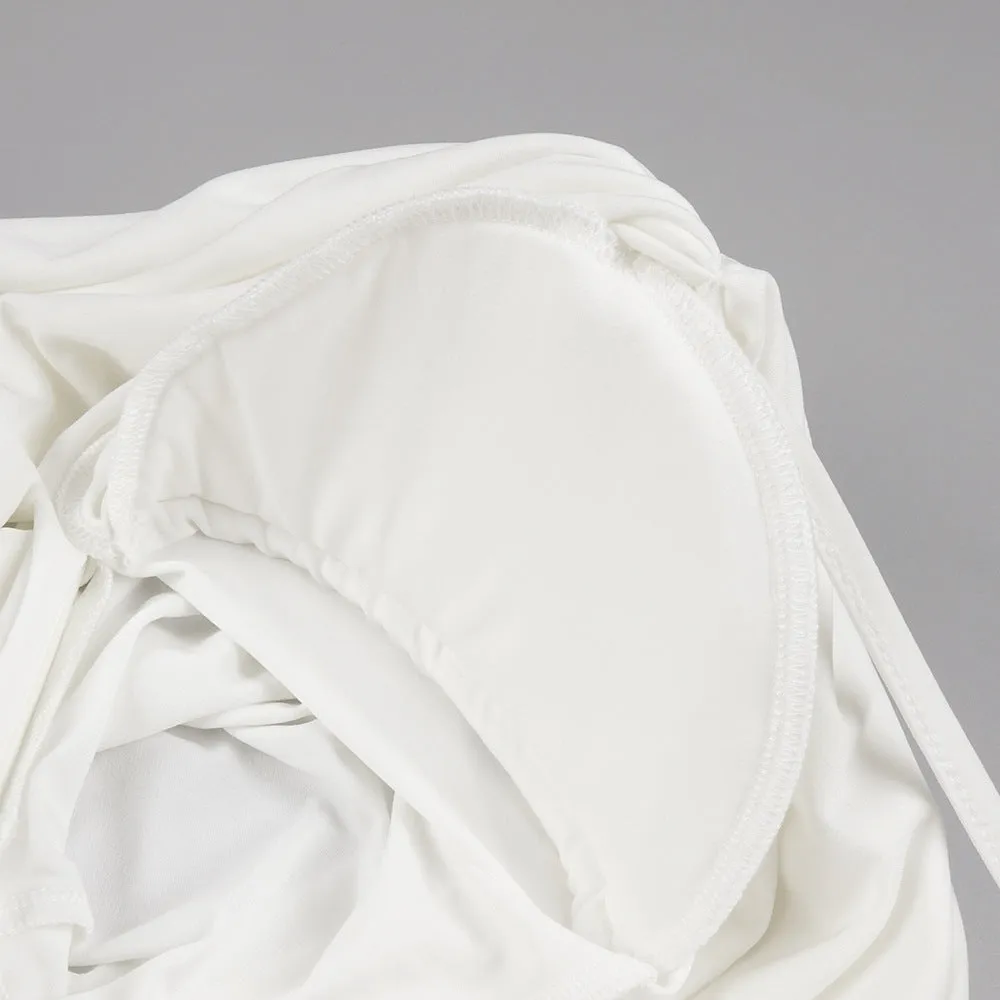 long sleeve draped cowl neck maxi dress in white Gloria Lanvin