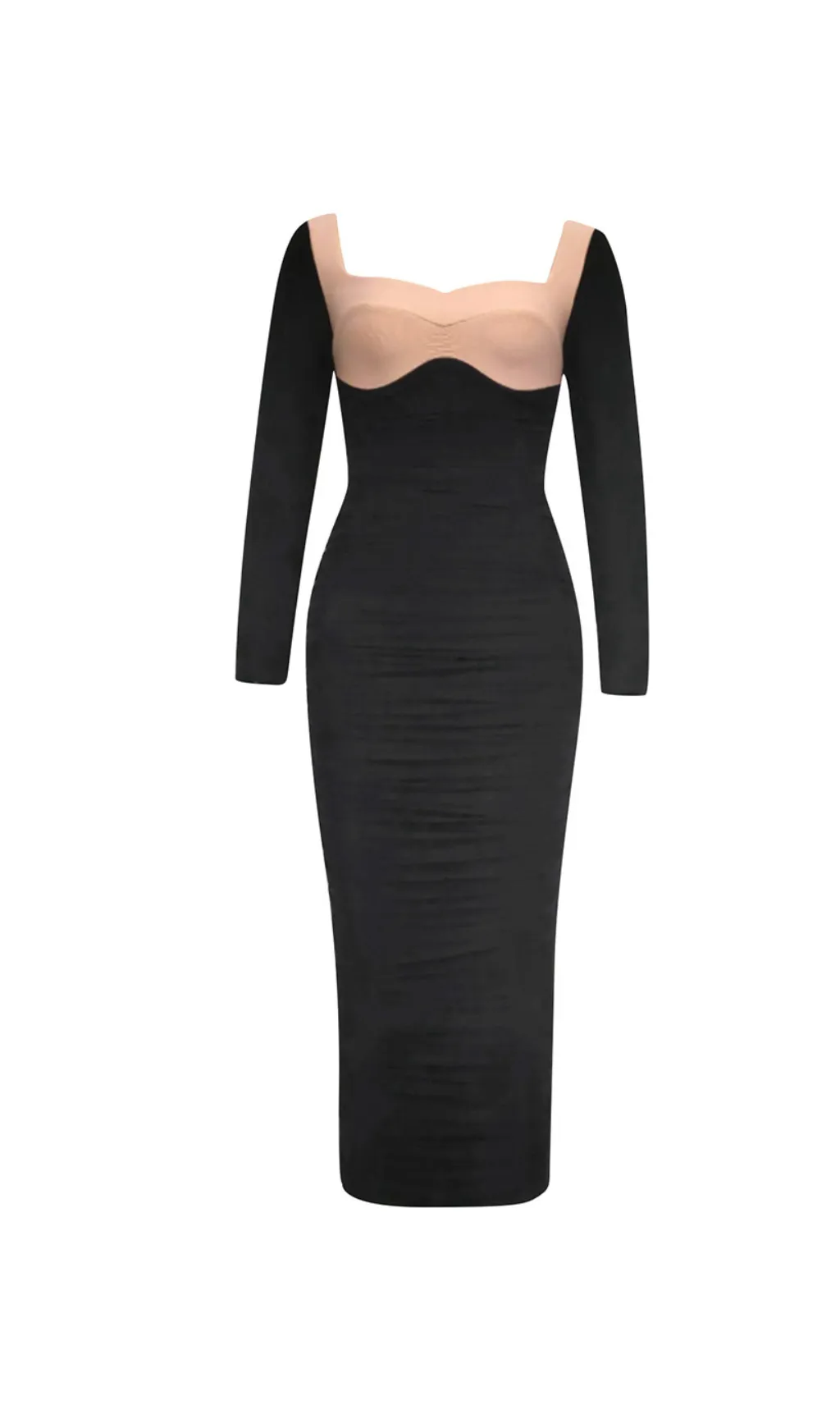 LONG SLEEVE HIGH SPLIT BANDAGE MIDI DRESS Gloria Lanvin