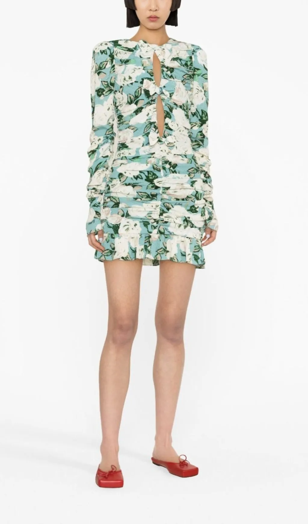 LONG SLEEVE JACQUARD RUFFLE MINI DRESS Gloria Lanvin