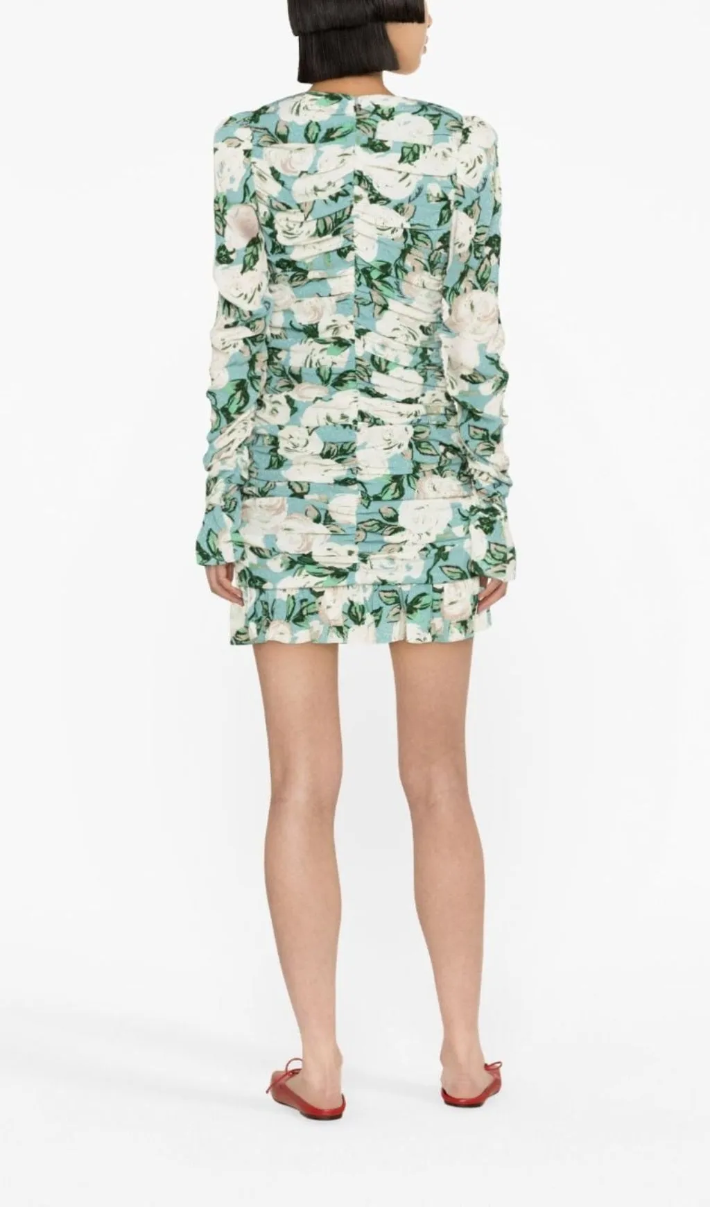 LONG SLEEVE JACQUARD RUFFLE MINI DRESS Gloria Lanvin