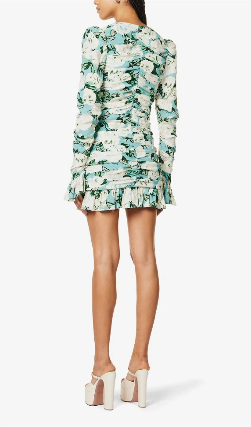 LONG SLEEVE JACQUARD RUFFLE MINI DRESS Gloria Lanvin