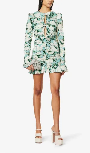LONG SLEEVE JACQUARD RUFFLE MINI DRESS Gloria Lanvin