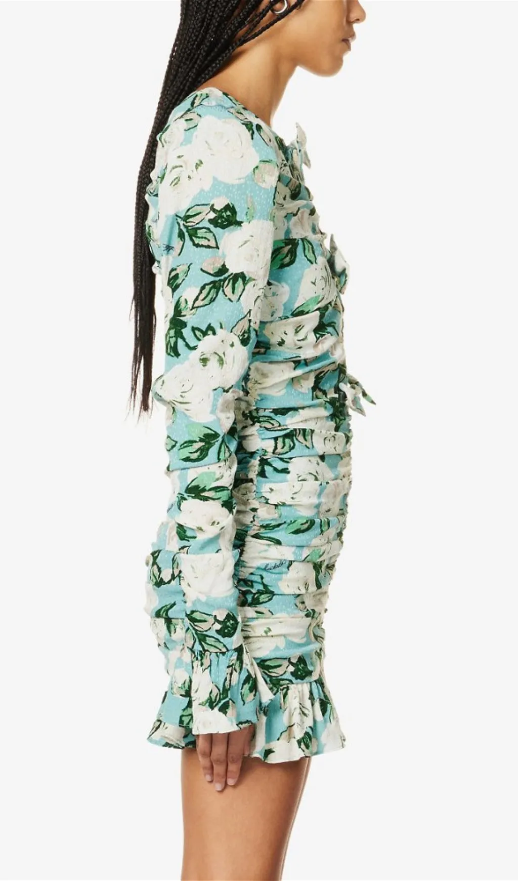 LONG SLEEVE JACQUARD RUFFLE MINI DRESS Gloria Lanvin