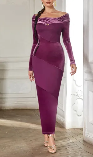 LONG SLEEVE MAXI VELVET DRESS MAGENTA Gloria Lanvin