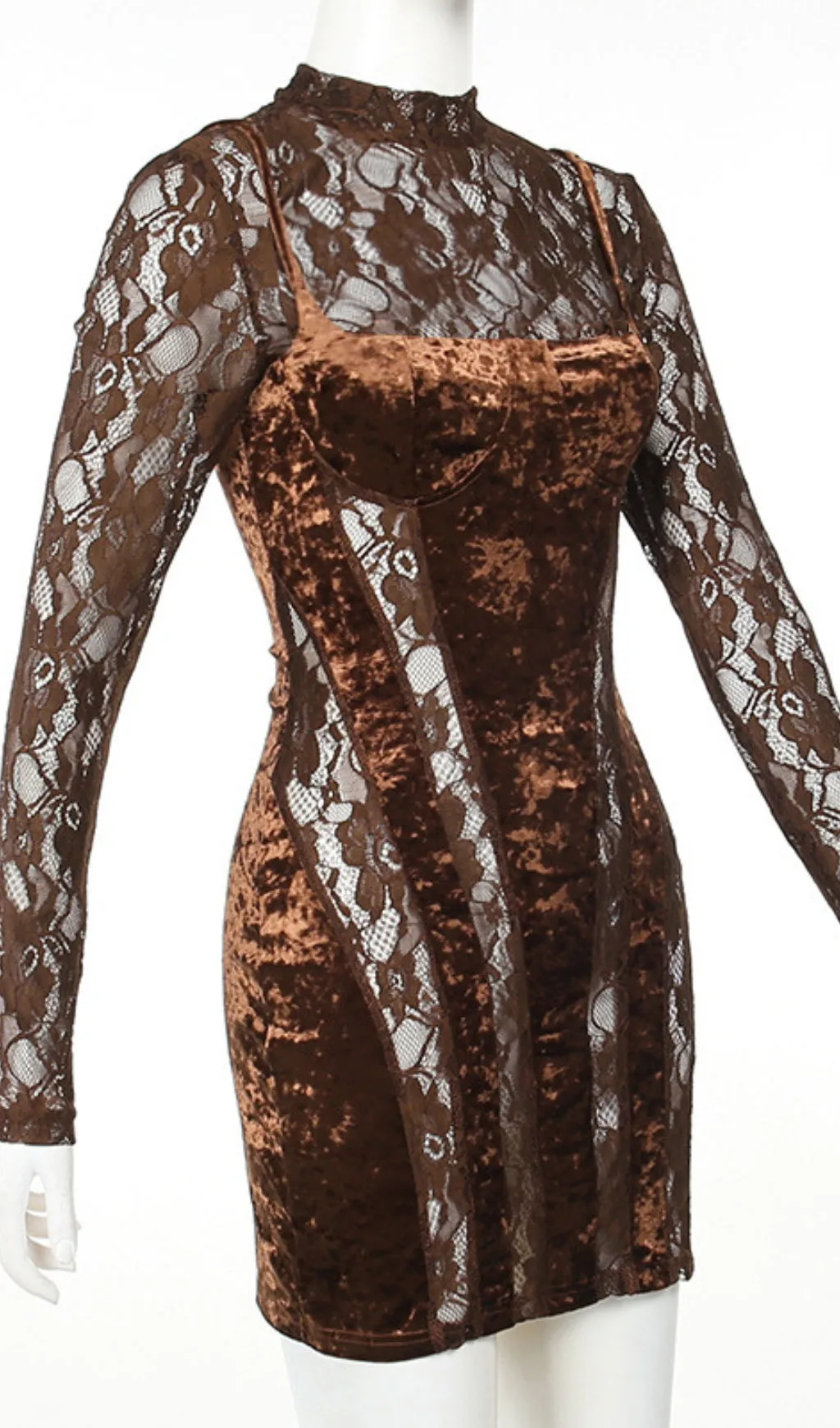 LONG SLEEVE PATCHWORK VELVET DRESS Gloria Lanvin