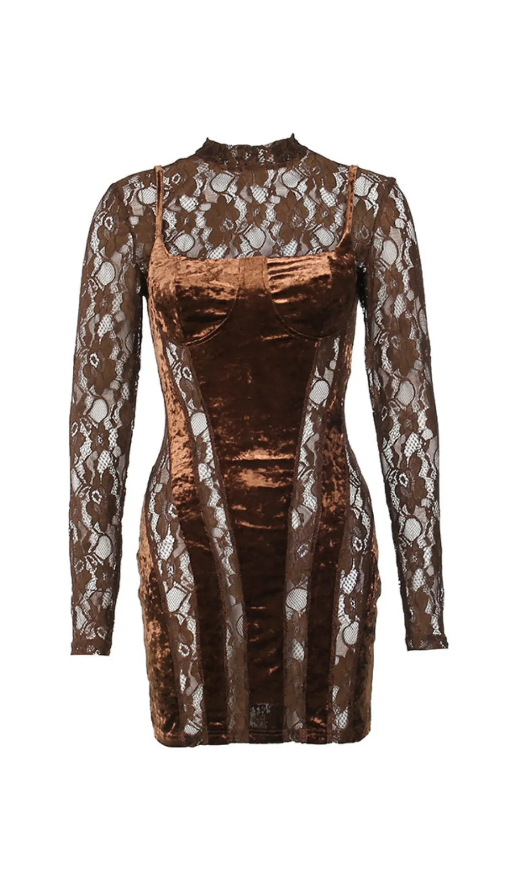LONG SLEEVE PATCHWORK VELVET DRESS Gloria Lanvin