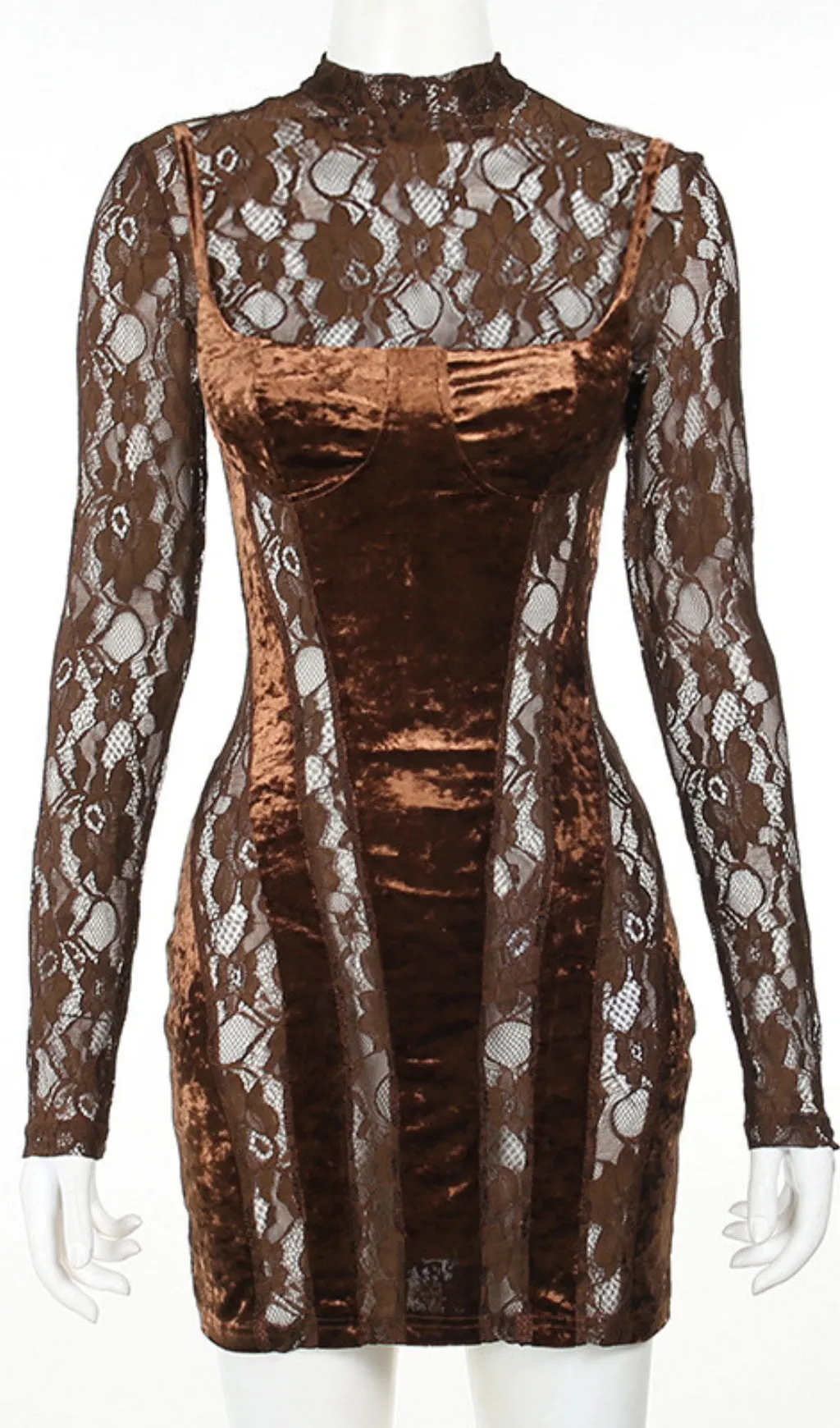 LONG SLEEVE PATCHWORK VELVET DRESS Gloria Lanvin