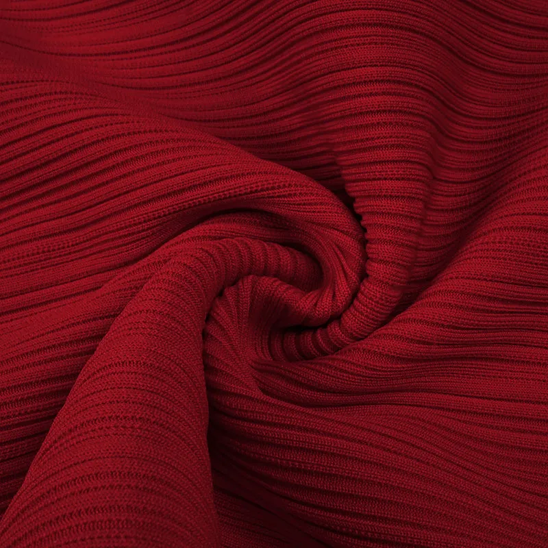 long sleeve pleated knit maxi dress in red Gloria Lanvin