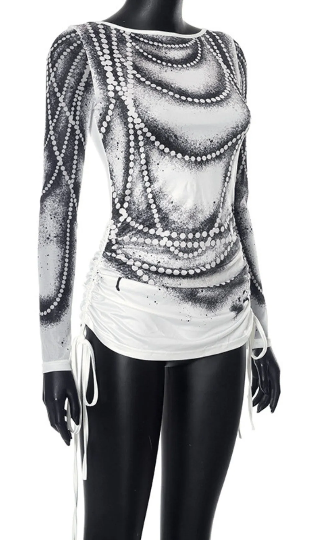 LONG SLEEVE PRINTED ILLUSION TOP Gloria Lanvin