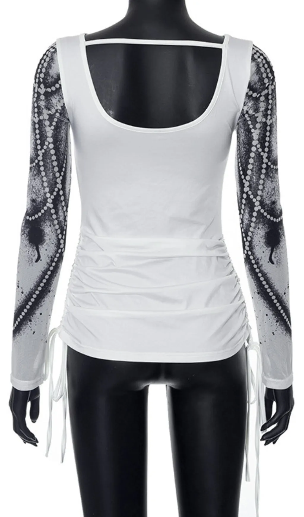 LONG SLEEVE PRINTED ILLUSION TOP Gloria Lanvin