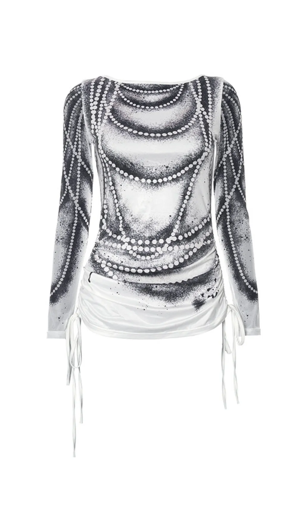 LONG SLEEVE PRINTED ILLUSION TOP Gloria Lanvin