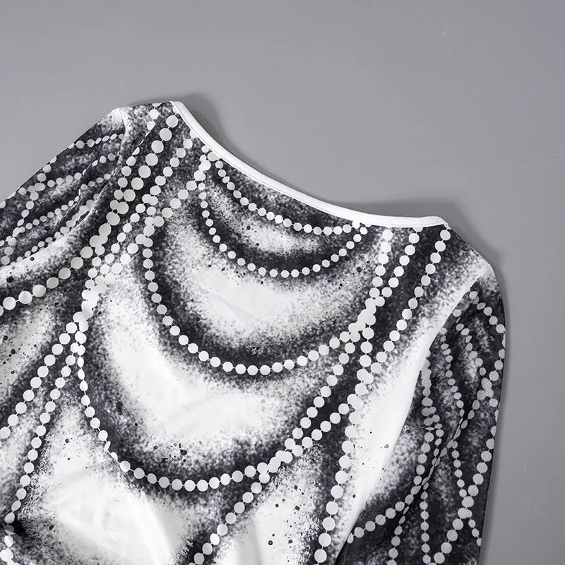 LONG SLEEVE PRINTED ILLUSION TOP Gloria Lanvin