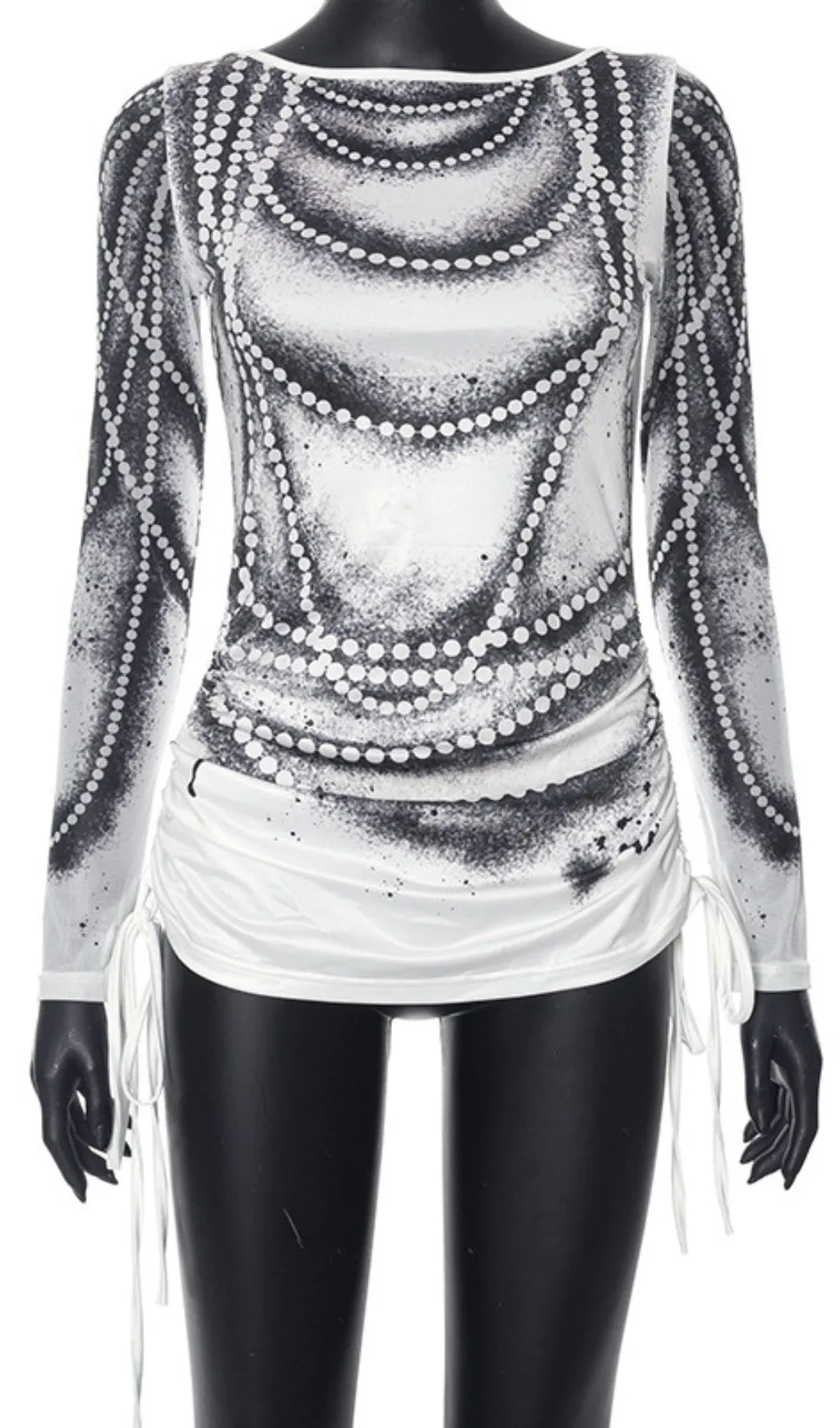 LONG SLEEVE PRINTED ILLUSION TOP Gloria Lanvin