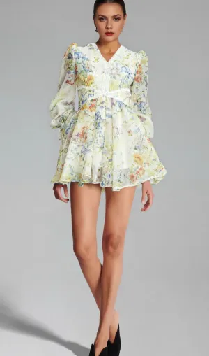 lonore floral-print lace-detail mini dress Gloria Lanvin