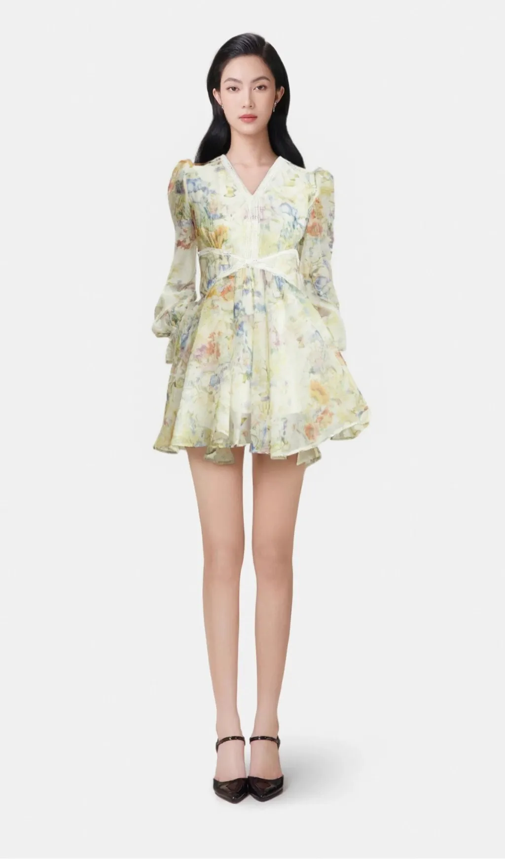 lonore floral-print lace-detail mini dress Gloria Lanvin